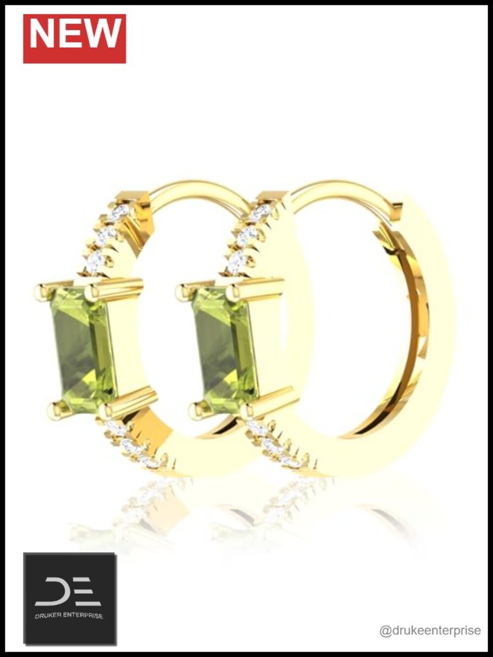 10k Yellow Gold Hoop Earrings Natural Round Birthstone Hypoallergenic